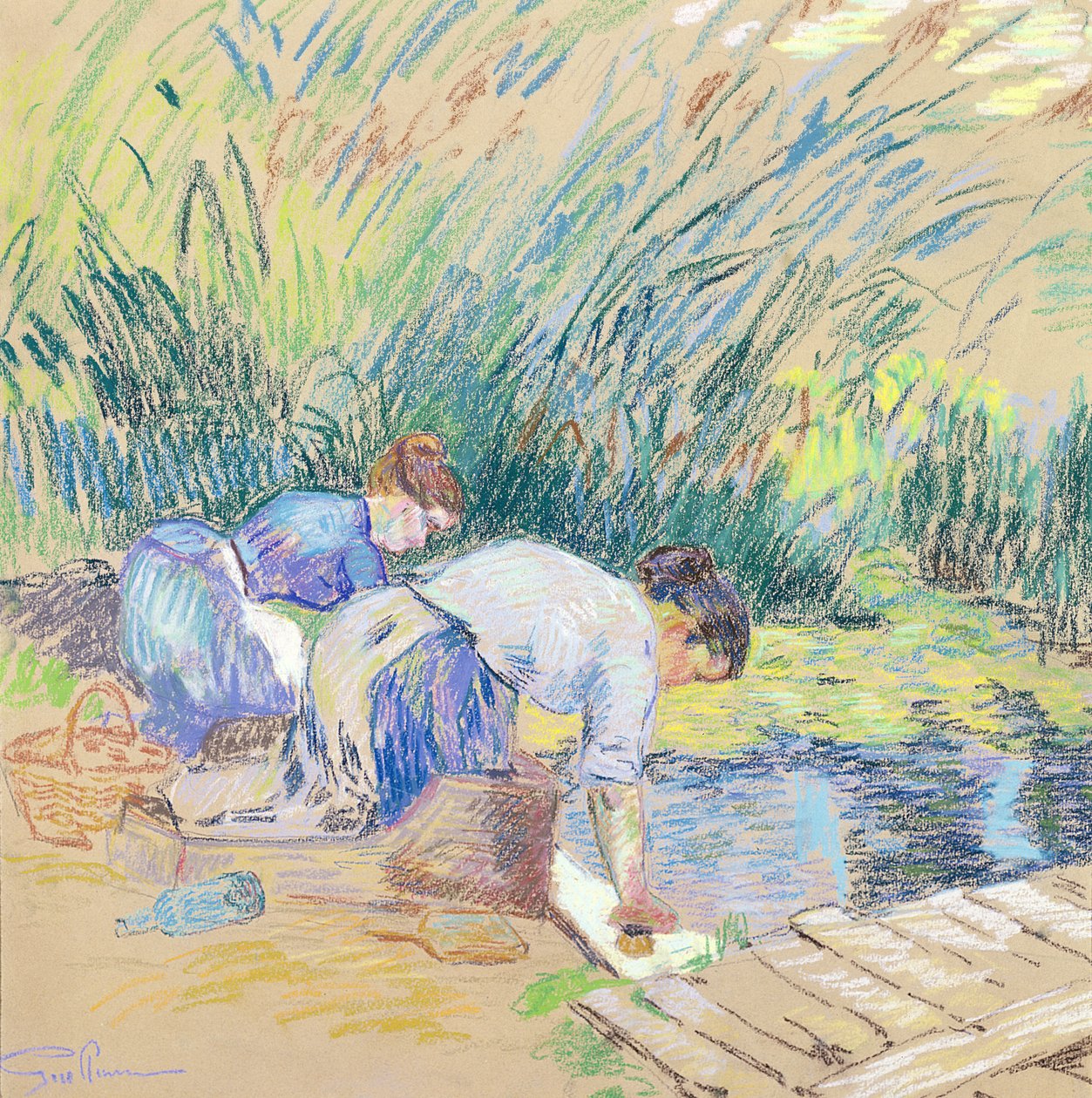 Two Washerwomen by Jean Baptiste Armand Guillaumin
