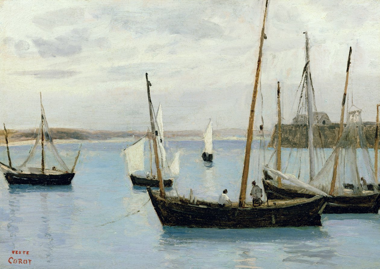 Granville, Fishing Boats by Jean Baptiste Camille Corot