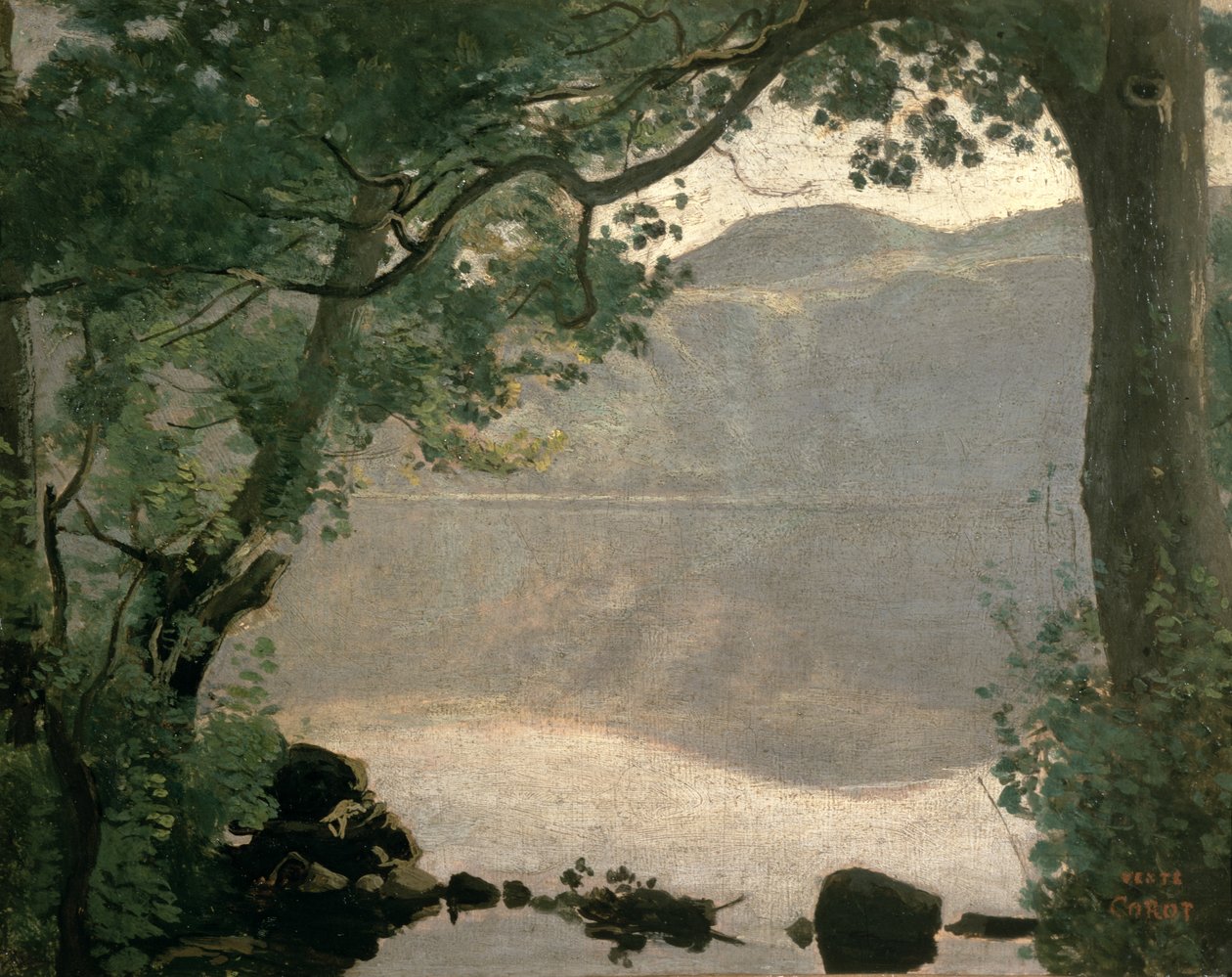 Lake Nemi, 1843 by Jean Baptiste Camille Corot