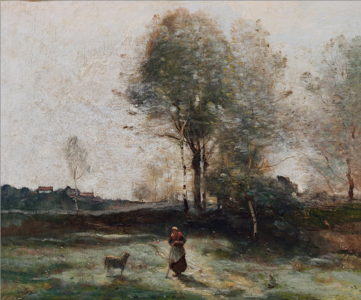 Landscape or, Morning in the Field by Jean Baptiste Camille Corot