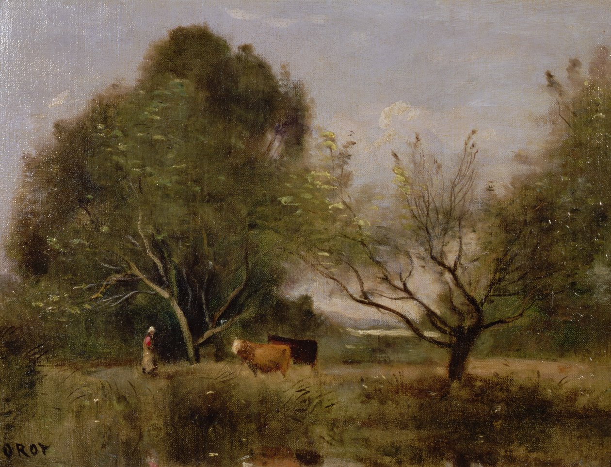 Landscape with Cattle by Jean Baptiste Camille Corot
