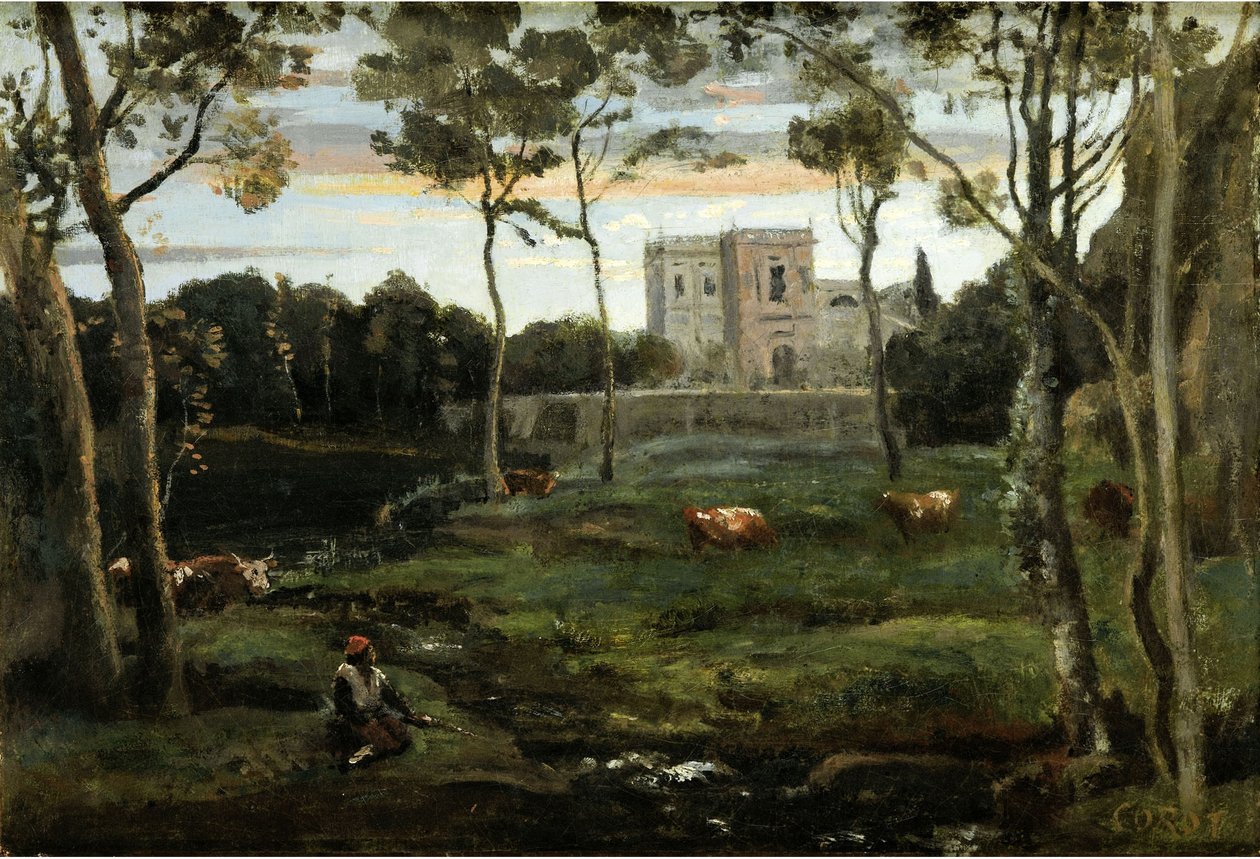 The Park of the Villa Doria-Pamphili, Rome by Jean Baptiste Camille Corot
