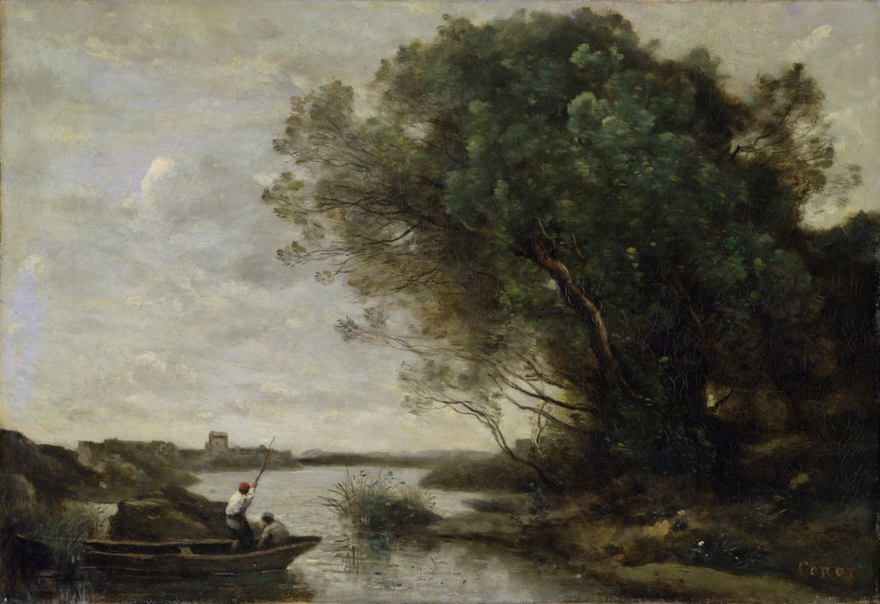 River Landscape by Jean Baptiste Camille Corot