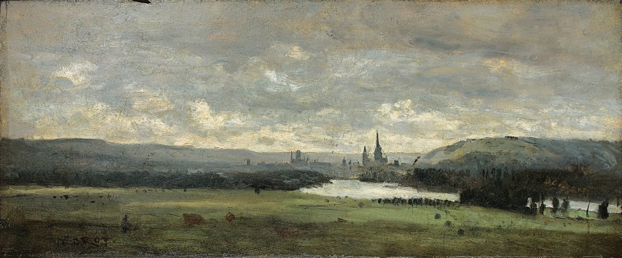 Rouen, a Panoramic View of the Seine in the Foreground by Jean Baptiste Camille Corot