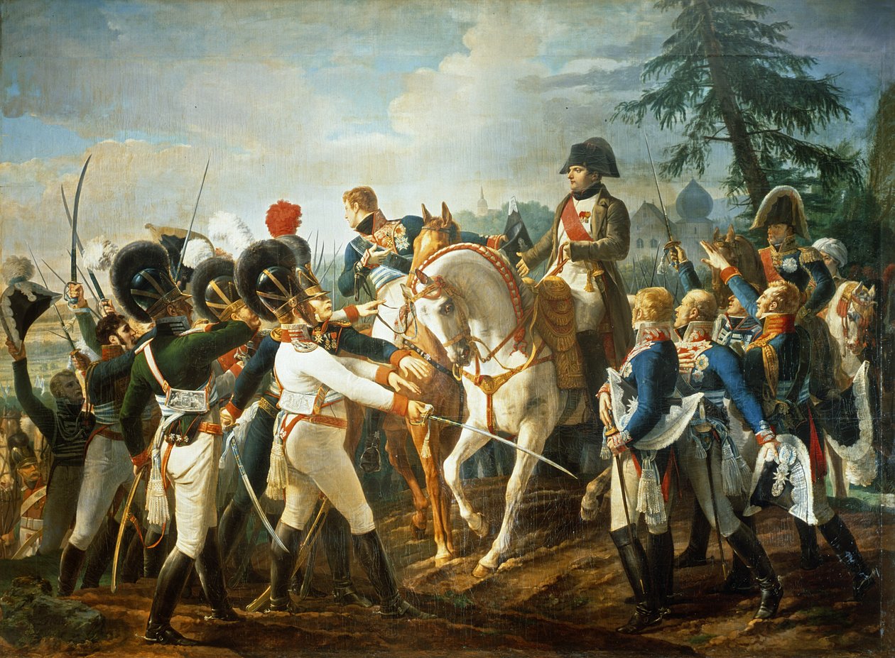 Napoleon and the Bavarian and Wurttemberg Troops in Abensberg, 20th April 1809 by Jean Baptiste Debret