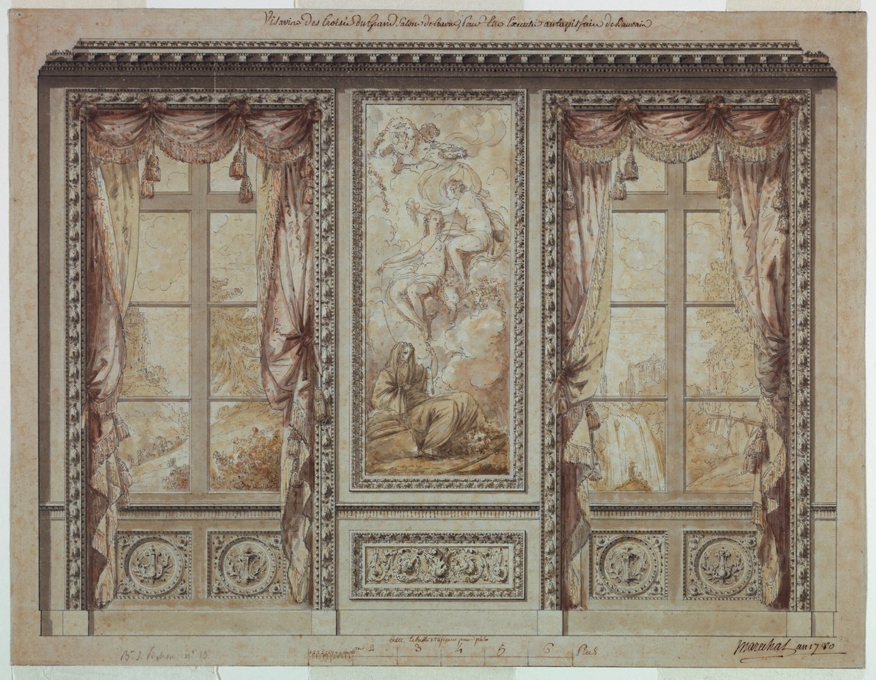 Design for a Window Wall with Tapestry Panel by Jean Baptiste Marechal