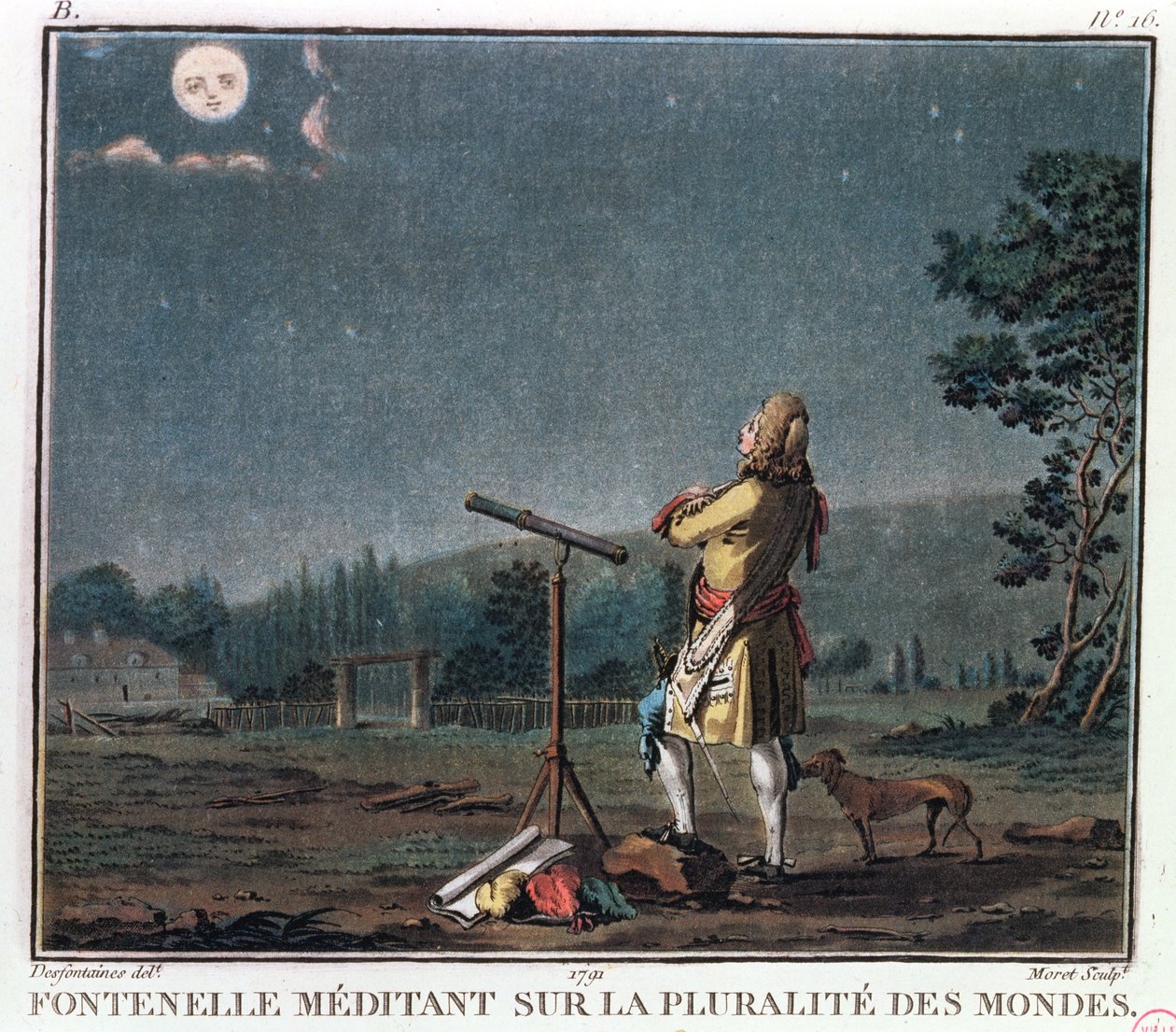 Bernard Le Bovier de Fontenelle (1657-1757) Meditating on the Proliferation of Worlds, 1791 by Jean Baptiste Morret