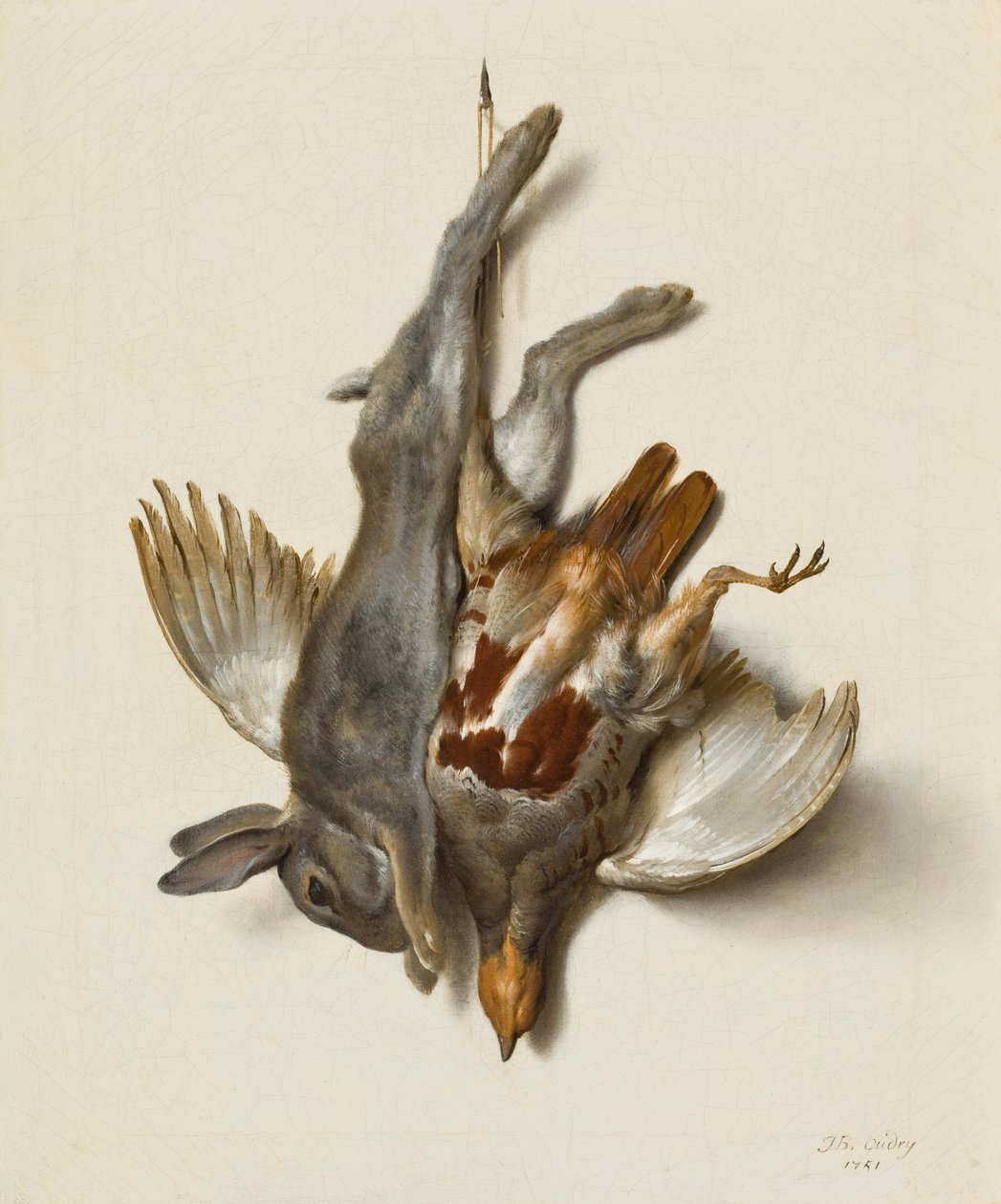 A Young Rabbit and Partridge hung by the Feet by Jean Baptiste Oudry