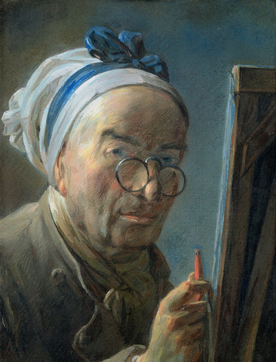 Self Portrait with an Easel by Jean Baptiste Simeon Chardin