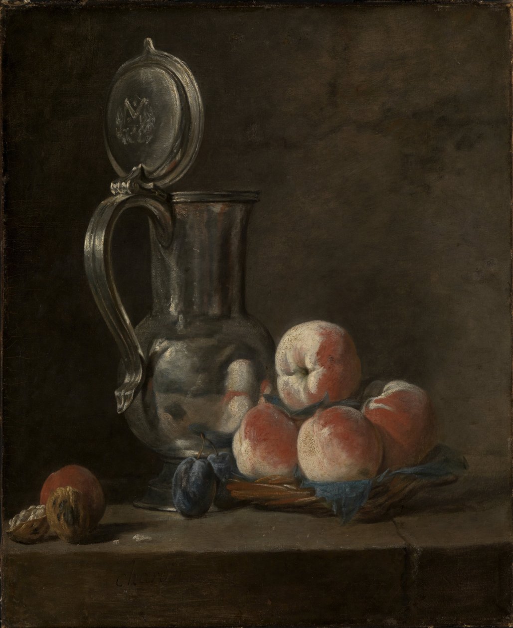Still Life with Tin Pitcher and Peaches by Jean Baptiste Simeon Chardin