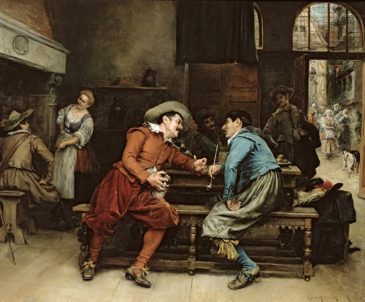 Two Men Talking in a Tavern by Jean Louis Ernest Meissonier
