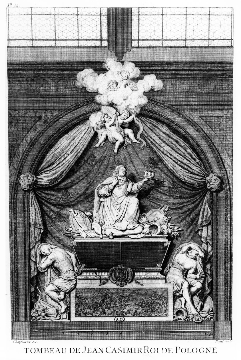 Tomb Effigy of Heart of King John II Casimir Vasa at Abbaye de Saint-Germain-des-Prés in Paris by Jean Chaufourier