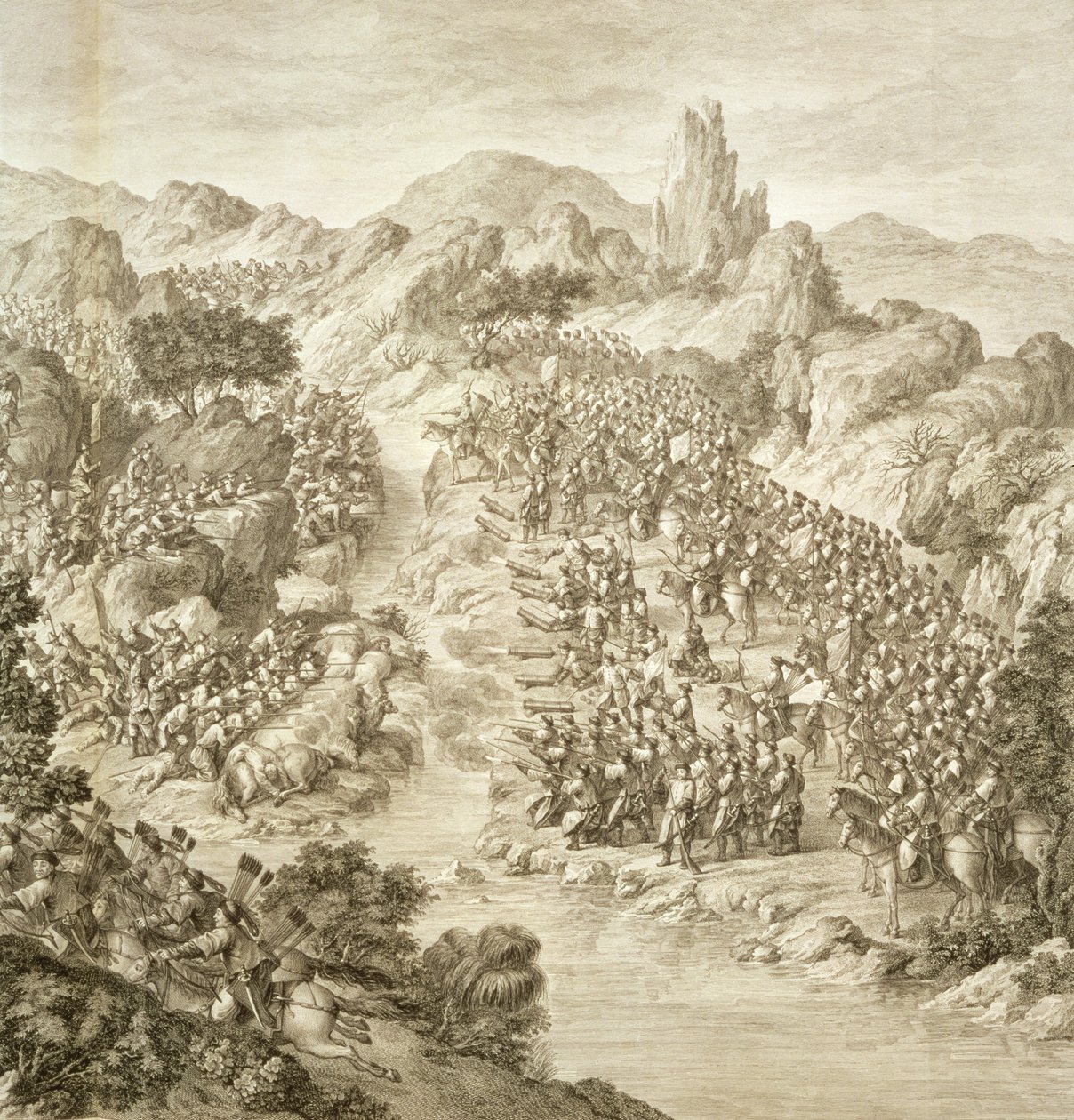 The First Battle Between the Chinese Army and that of the Eleuths in 1759 (detail) by Jean Damascene