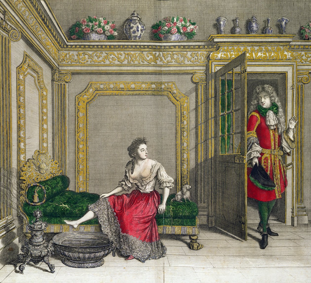 Lady undressing for the bath, published c.1688-90 by Jean Dieu de Saint Jean