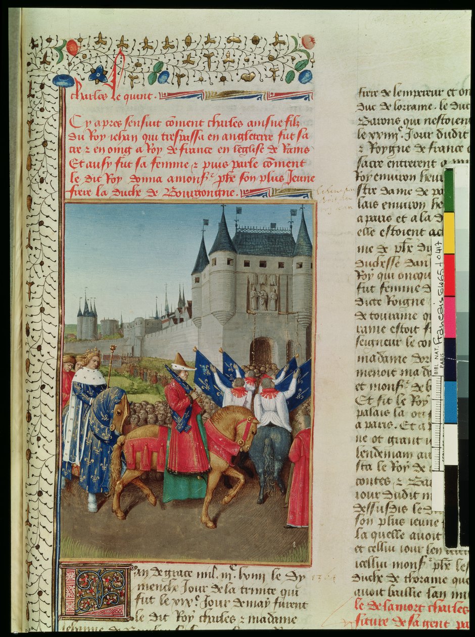 The Arrival of Charles V (1337-80) in Paris, 28th May 1364, c.1460 by Jean Fouquet