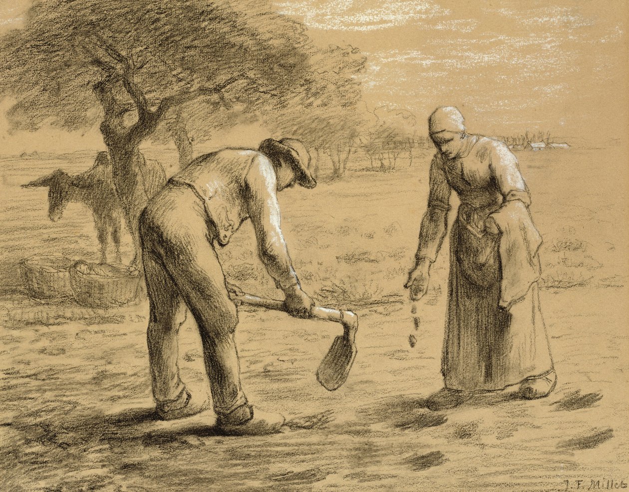 Peasants planting potatoes by Jean Francois Millet
