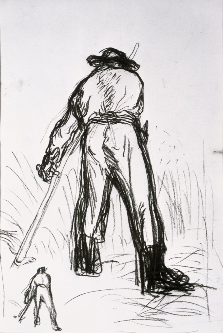 Two Reapers Seen from the Back by Jean Francois Millet