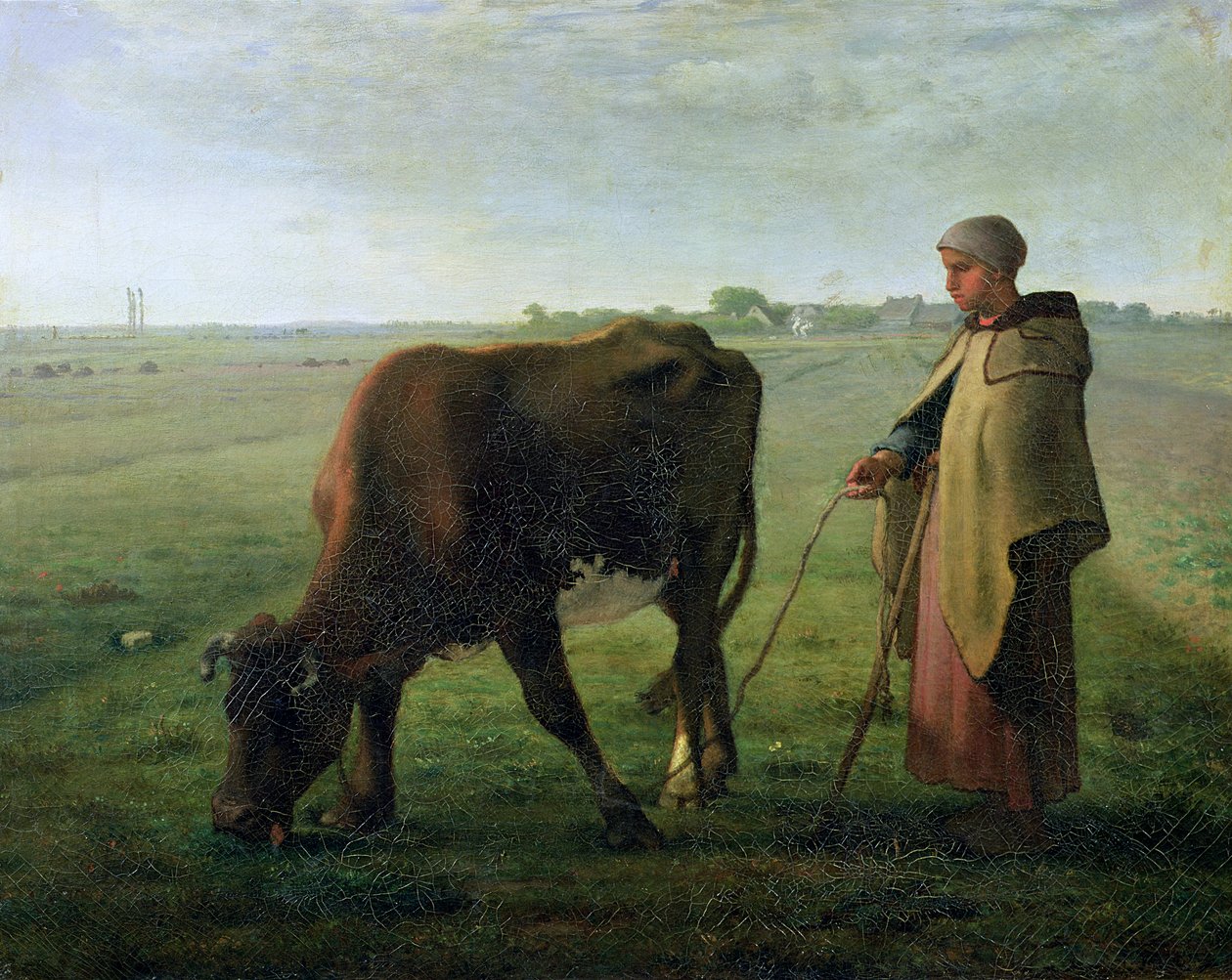 Woman Grazing her Cow, 1858 by Jean Francois Millet