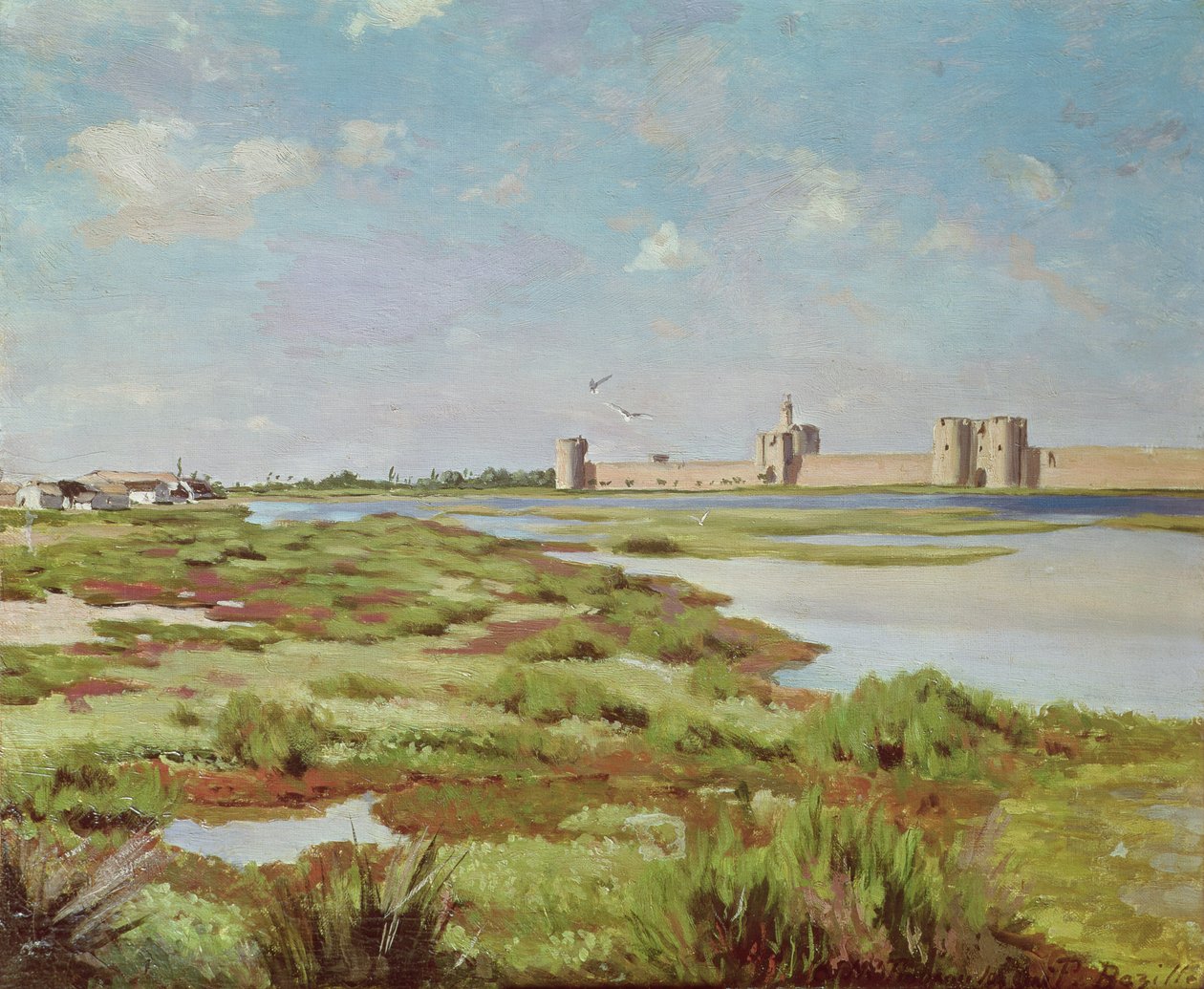The City Walls of Aigues-Mortes by Jean Frederic Bazille