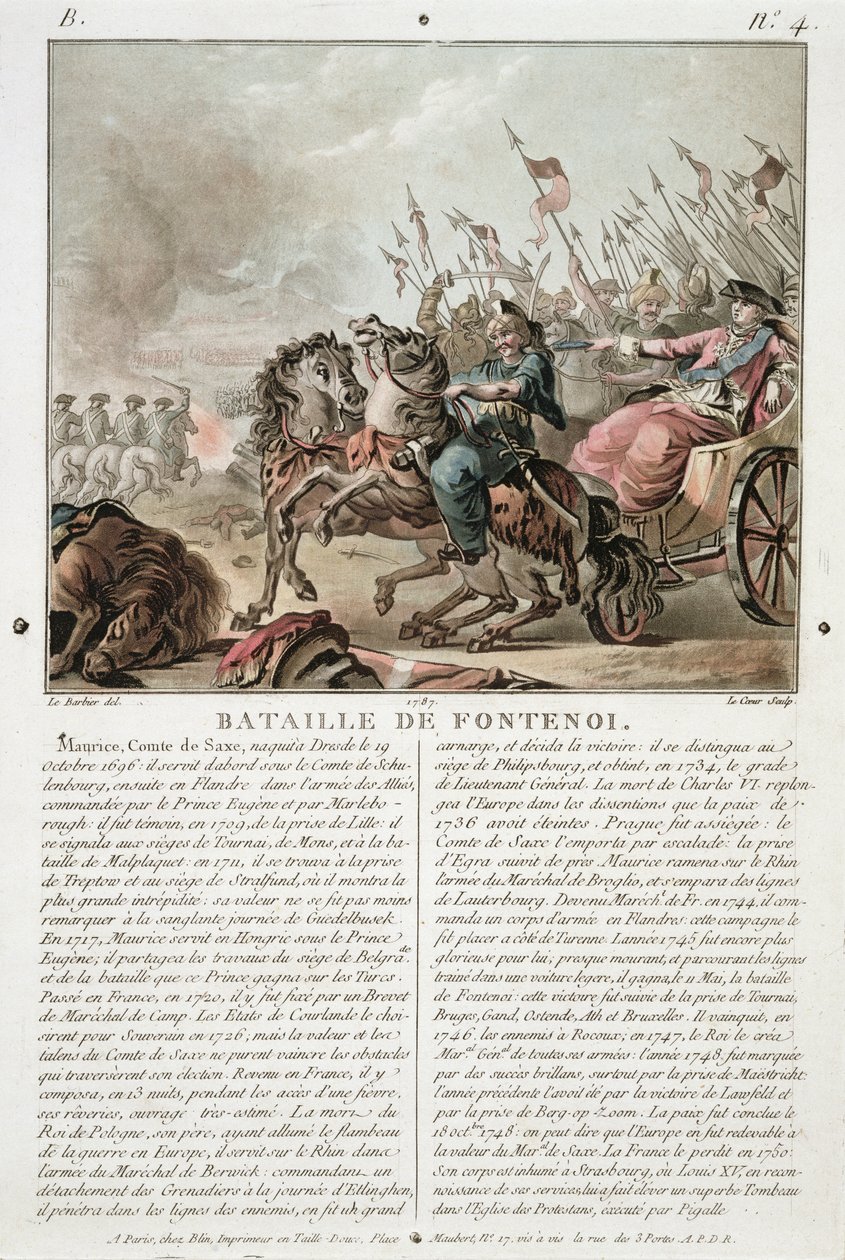 Battle of Fontenoy, 1745, engraved by Louis Le Coeur, 1787 by Jean Jacques Francois Le Barbier