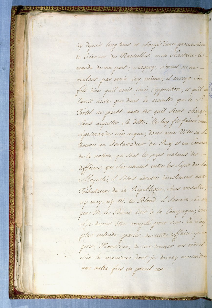 2nd Page of a Letter Written by Jean-Jacques Rousseau while Secretary to the French Ambassador in Venice, October 1743 by Jean Jacques Rousseau