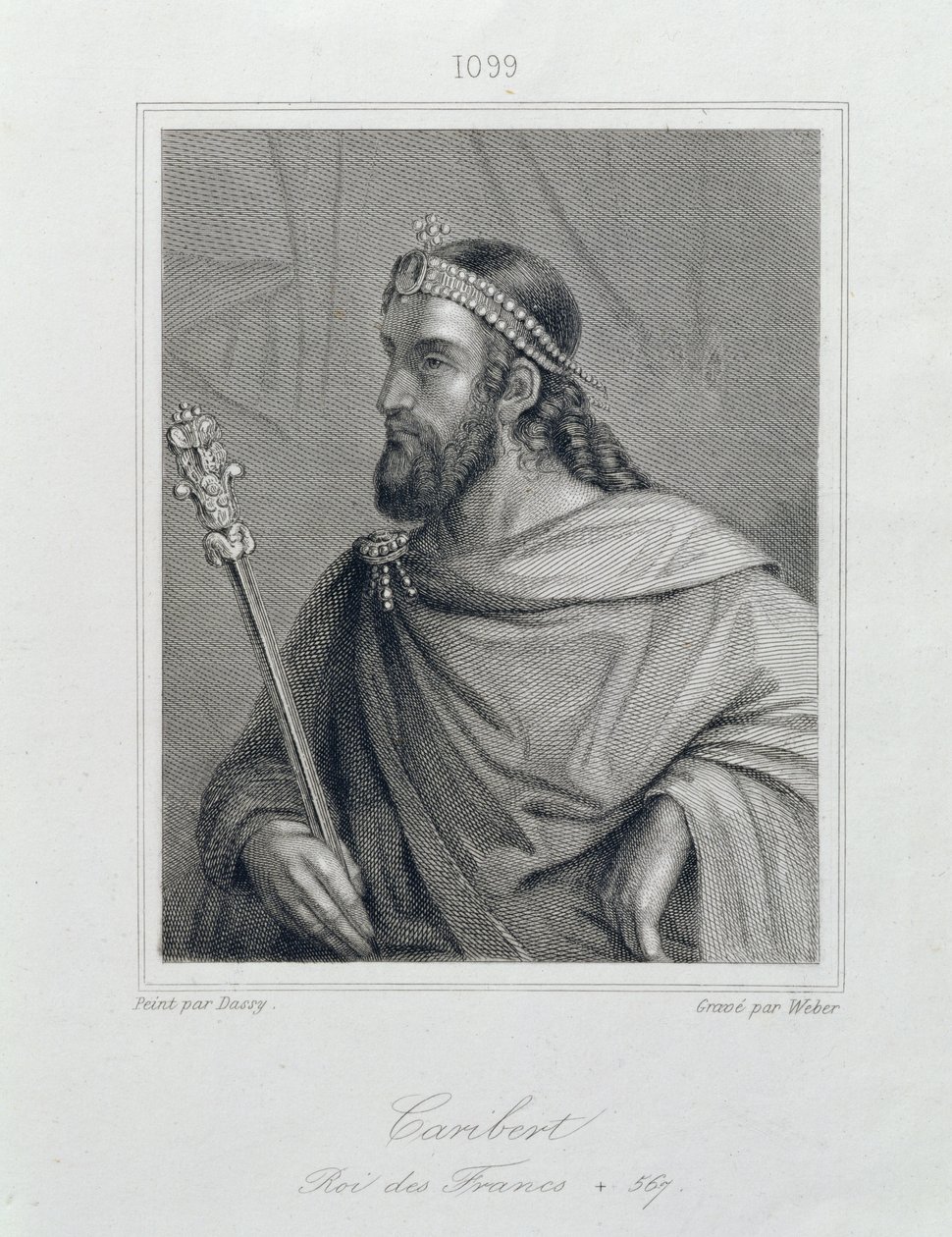Caribert or Charibert (d.567) King of the Franks, Engraved by Weber by Jean Joseph Dassy