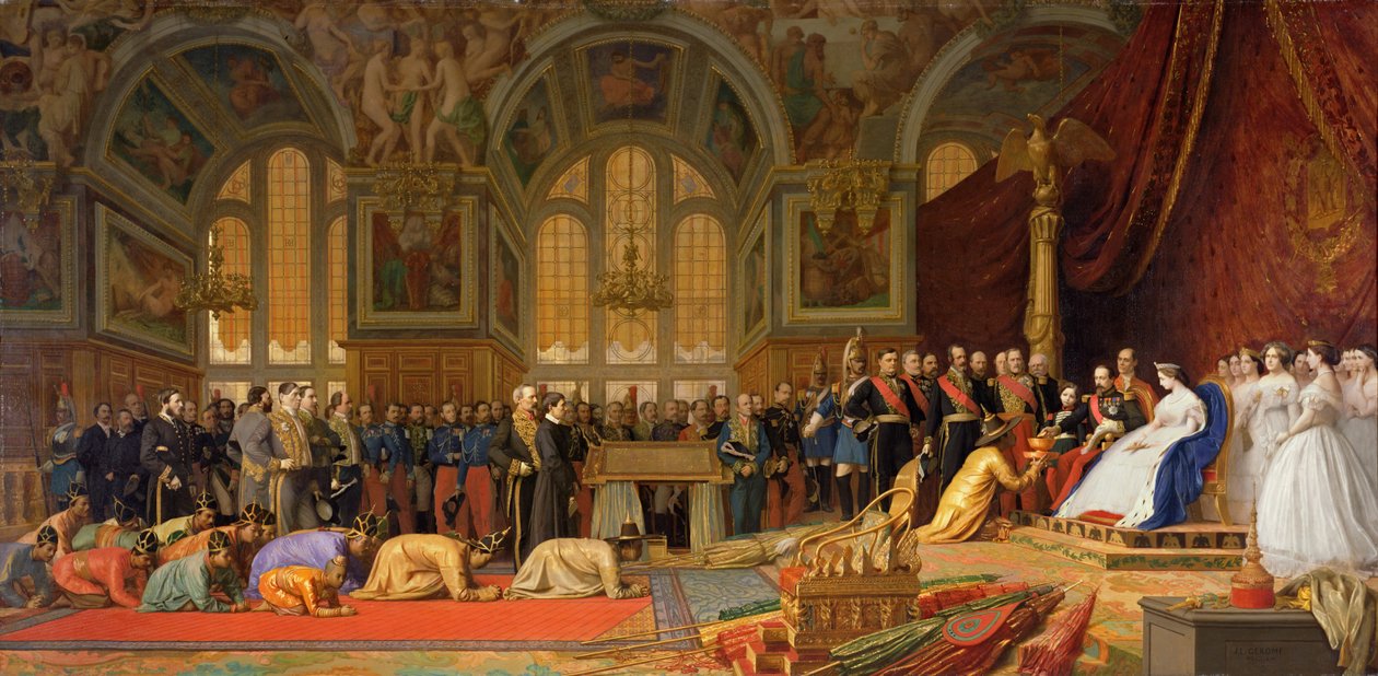 The Reception of Siamese Ambassadors by Emperor Napoleon III (1808-73) at the Palace of Fontainebleau, 27 June 1861 by Jean Leon Gerome