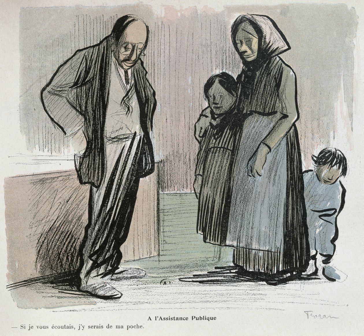 Cartoon critical of the Assistance Publique by Jean Louis Forain