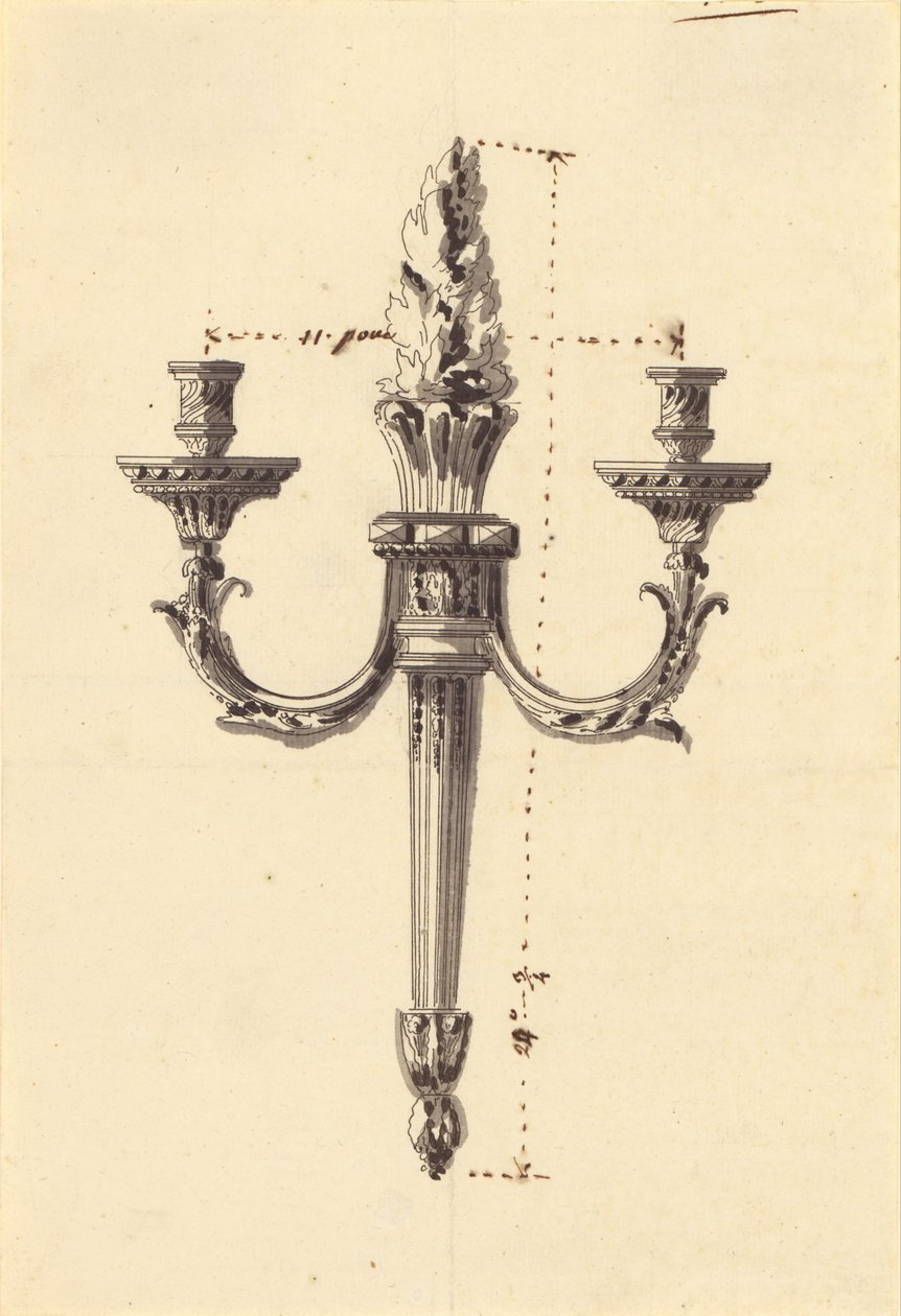 Drawing for a Wall Light by Jean Louis Prieur