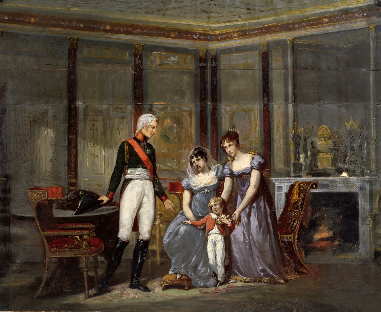 The Empress Josephine presenting her daughter, Hortense and grandson, Louis-Napoléon (future Napoléon III) to Tsar Alexander at Malmaison in May 1814 (preparatory sketch) by Jean Louis Victor Viger du Vigneau