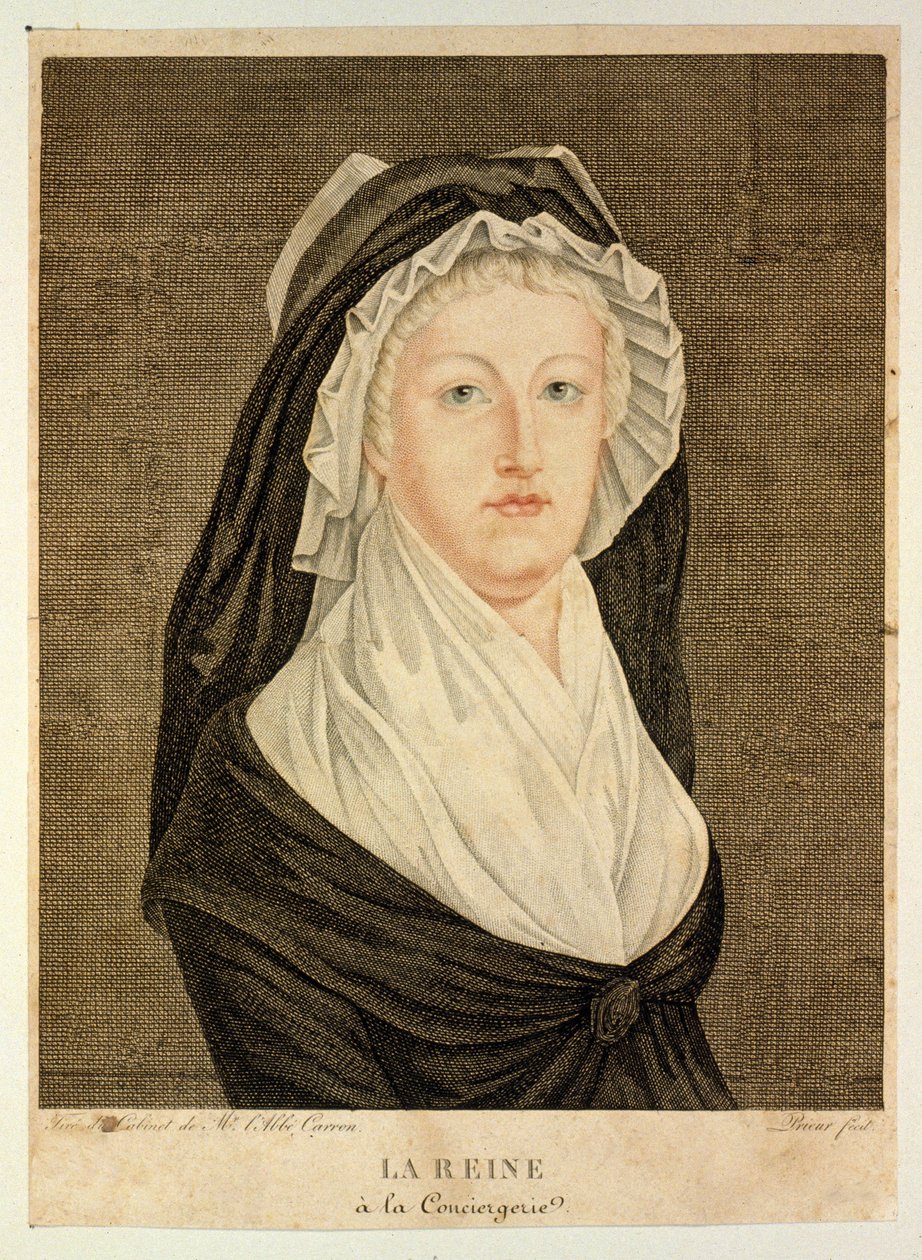 The Queen in a Prison Cell at the Conciergerie, 1794 by Jean Louis the Younger Prieur