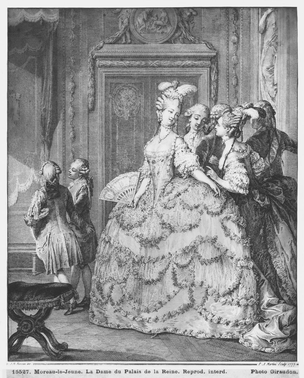 The Lady at the Palais de la Reine, Engraved by Pietro Antonio Martini by Jean Michel the Younger Moreau