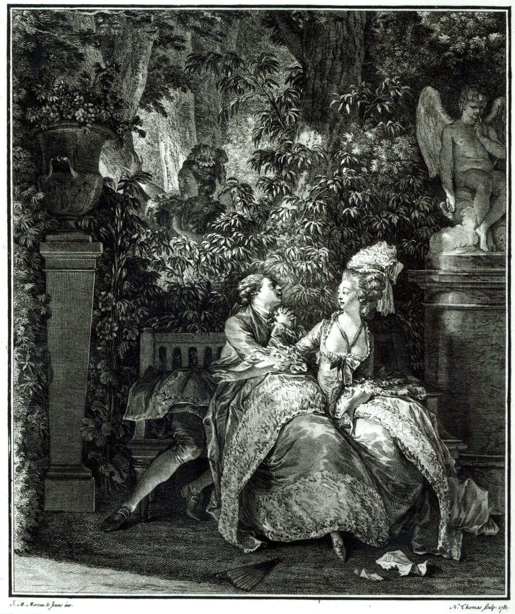 Yes or No, 1781, engraved by N. Thomas by Jean Michel the Younger Moreau