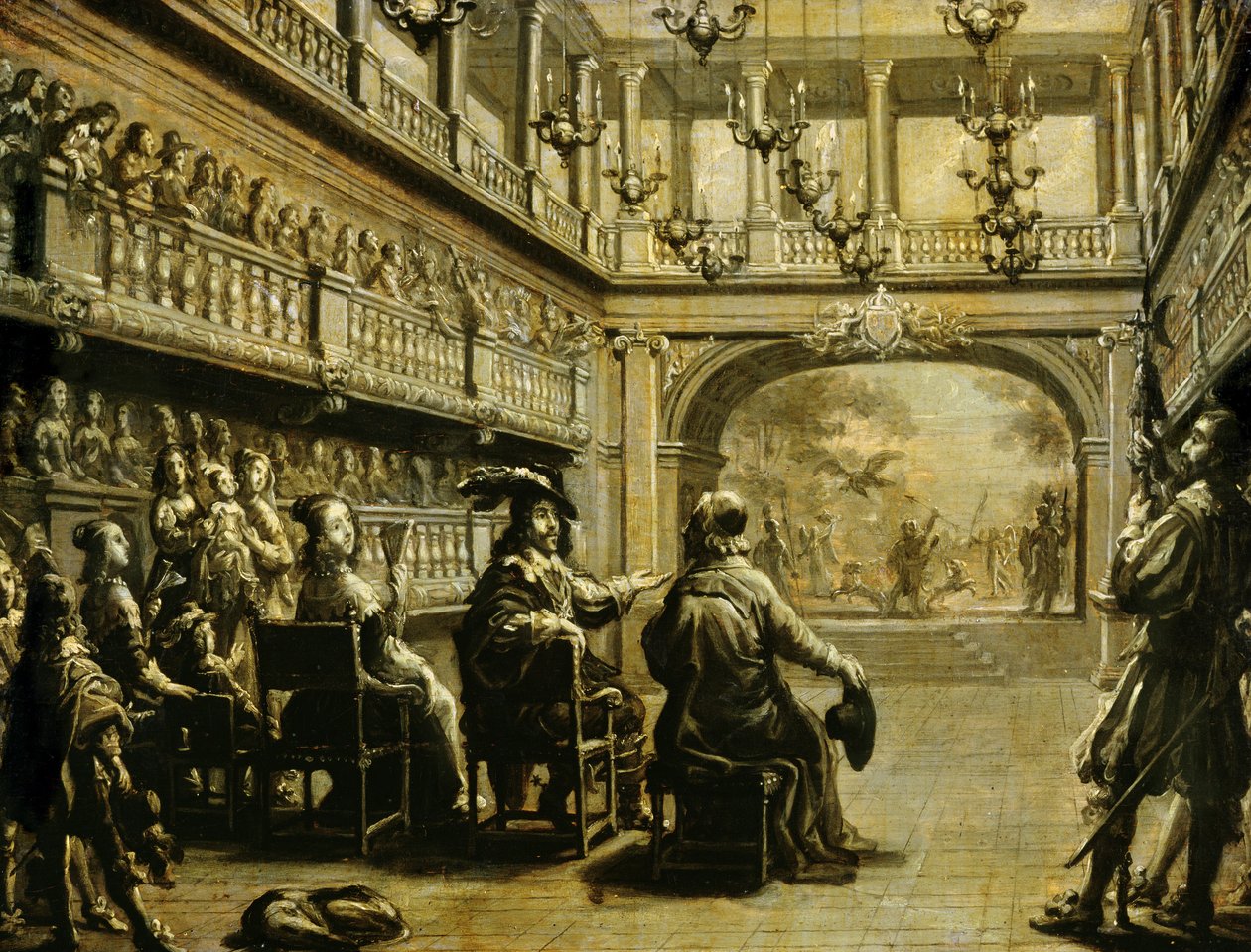 Louis XIII, Anne of Austria and Cardinal Richelieu at the production of 
