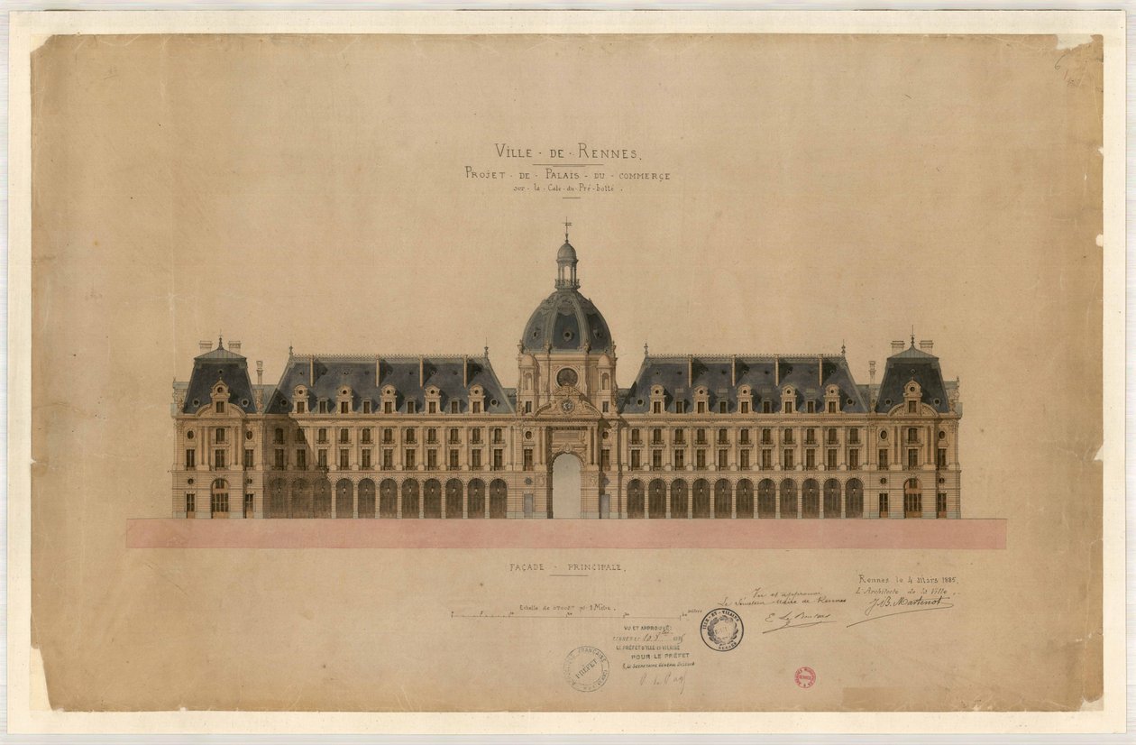 Project for the Palace of Commerce in Rennes by Jean Baptiste Martenot
