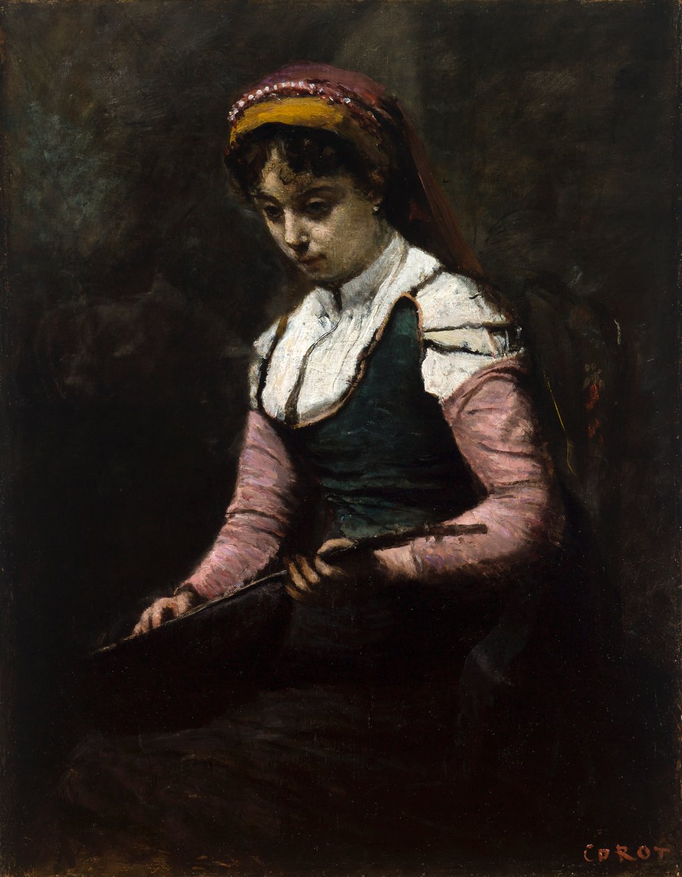 Girl with Mandolin by Jean-Baptiste-Camille Corot