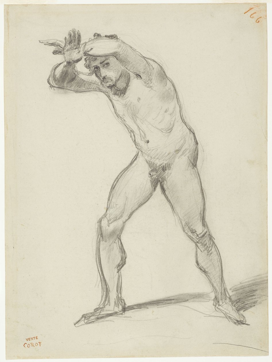 Standing Male Nude by Jean-Baptiste-Camille Corot