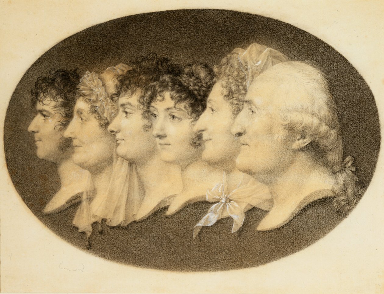 Profile Portrait of Augustin and His Family by Jean Baptiste Jacques Augustin