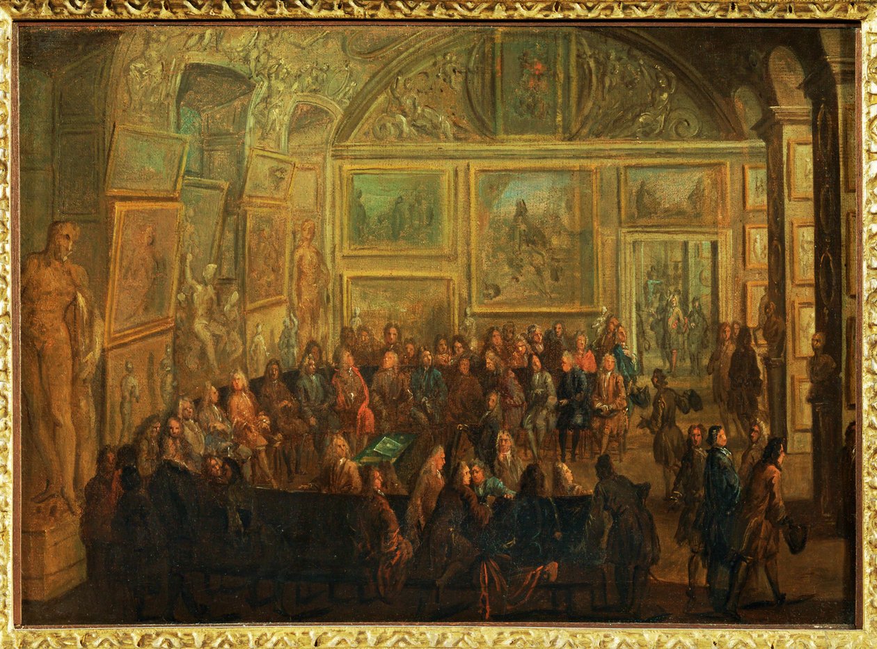 View of the Salon de Diane at the Louvre; a Session of the Academy of Painting by Jean Baptiste (after) Martin