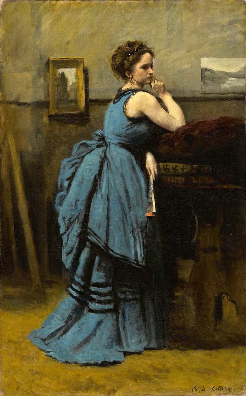 Lady in Blue by Jean Baptiste Camille Corot