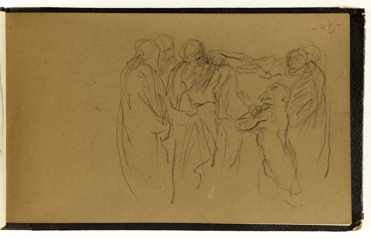 Study of an Assembly of People, One Kneeling (p. 70 of the Album) by Jean-Baptiste Carpeaux