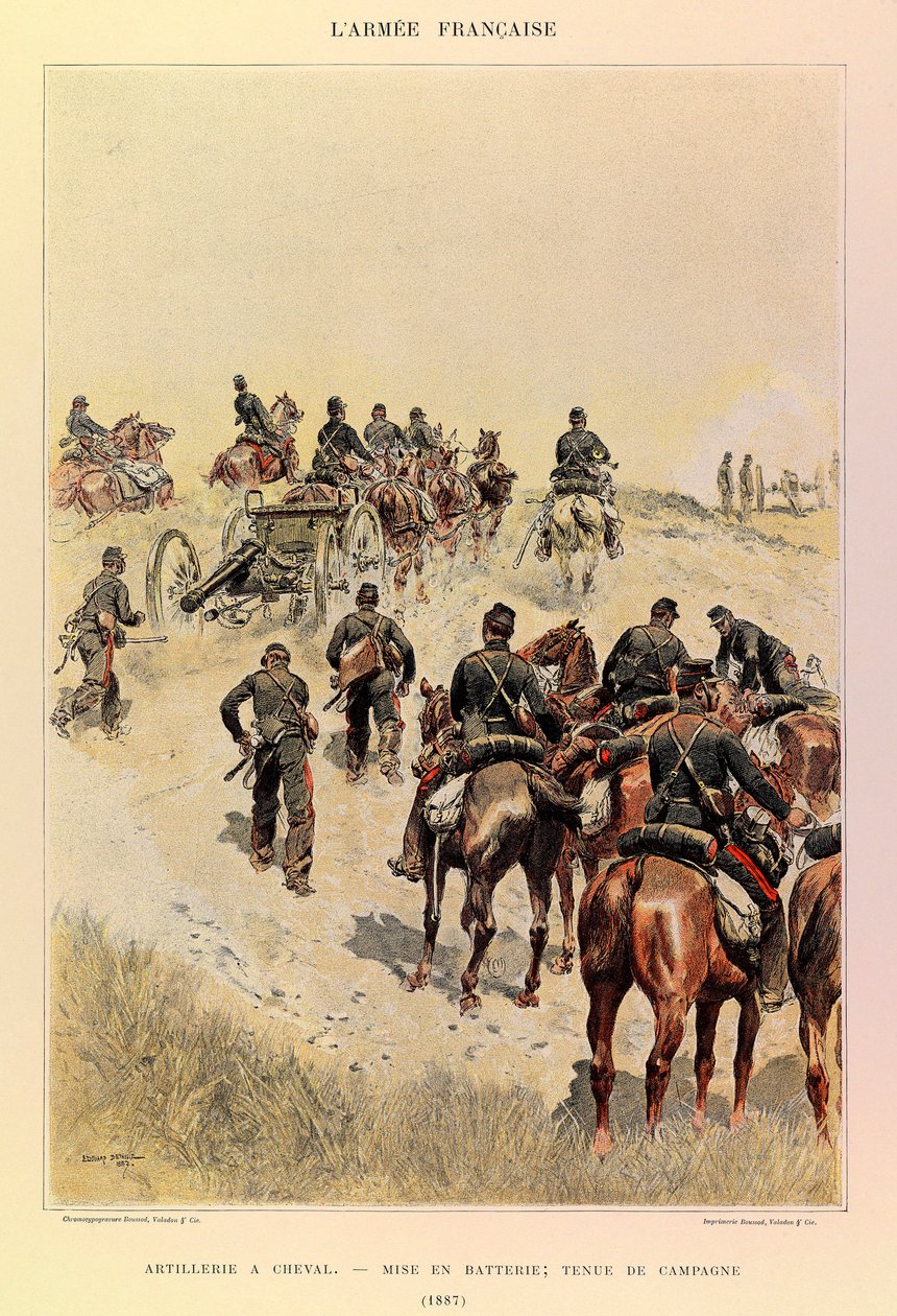 Types and uniforms of the French Army of Captain Jules Richard, illustrated by Edouard Detaille (1848-1912): Artillery on horseback; Batteries; Field dress in 1887 by Jean Baptiste Edouard Detaille