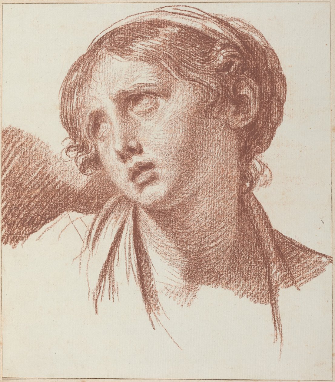 A Young Girl Looking Upward by Jean-Baptiste Greuze