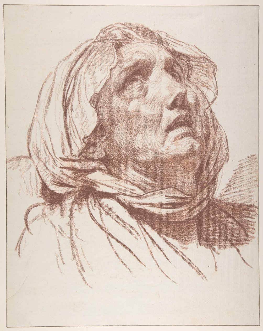 Head of an Old Woman Looking Up by Jean-Baptiste Greuze