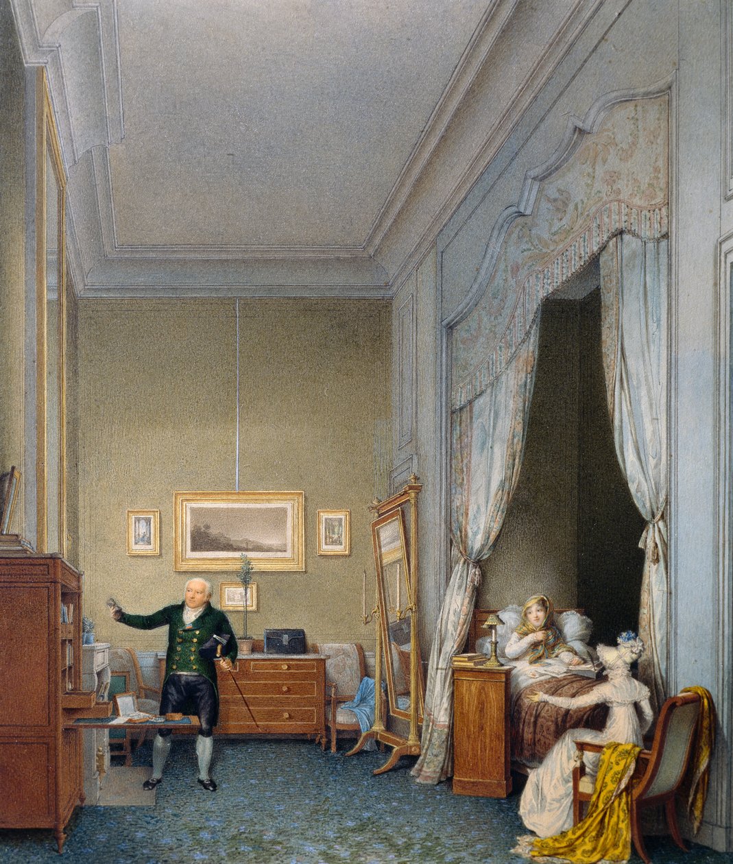 Maria Luigia in room at Tuileries after birth of King of Rome by Jean Baptiste Isabey