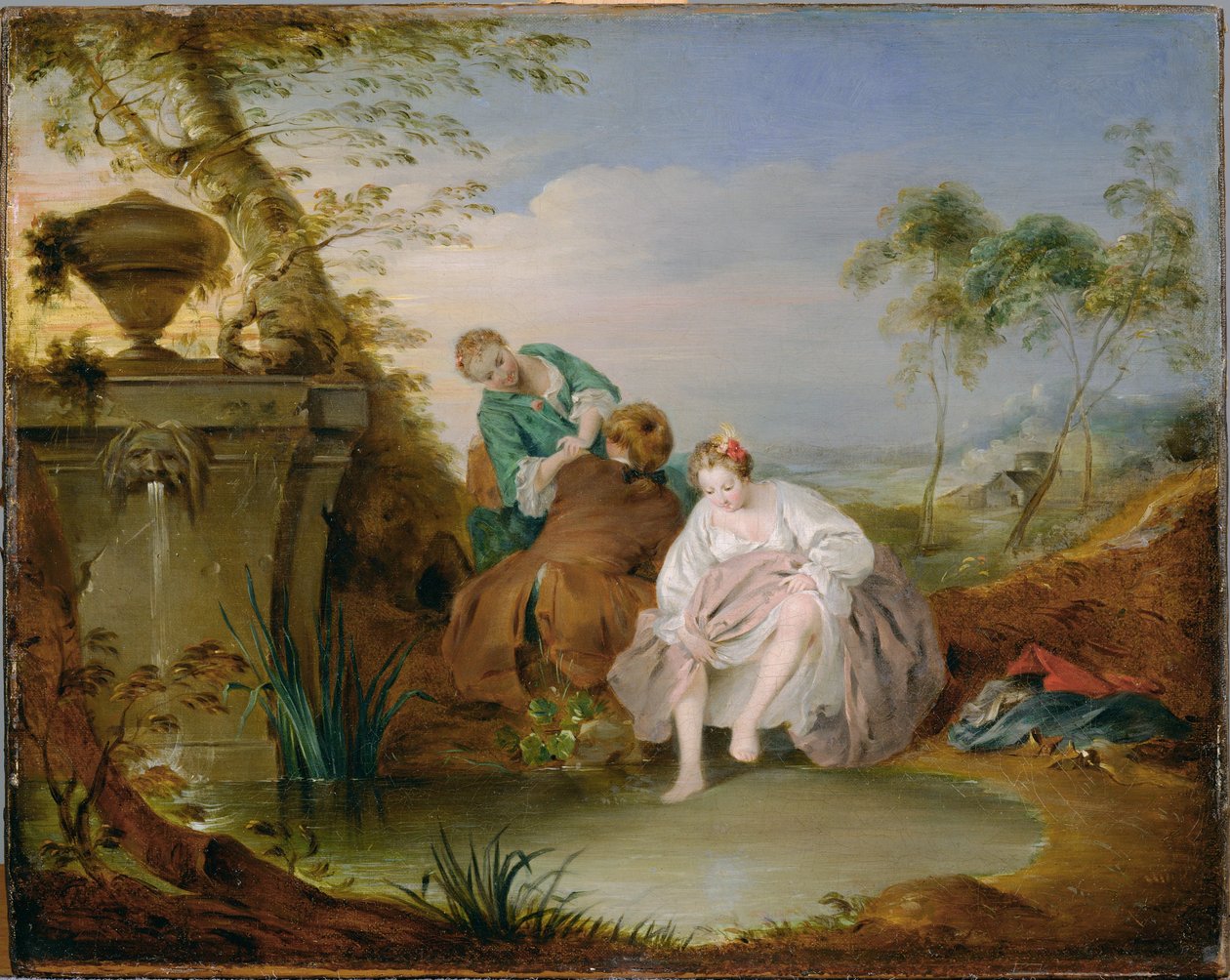 Trying the Bath by Jean-Baptiste Joseph Pater