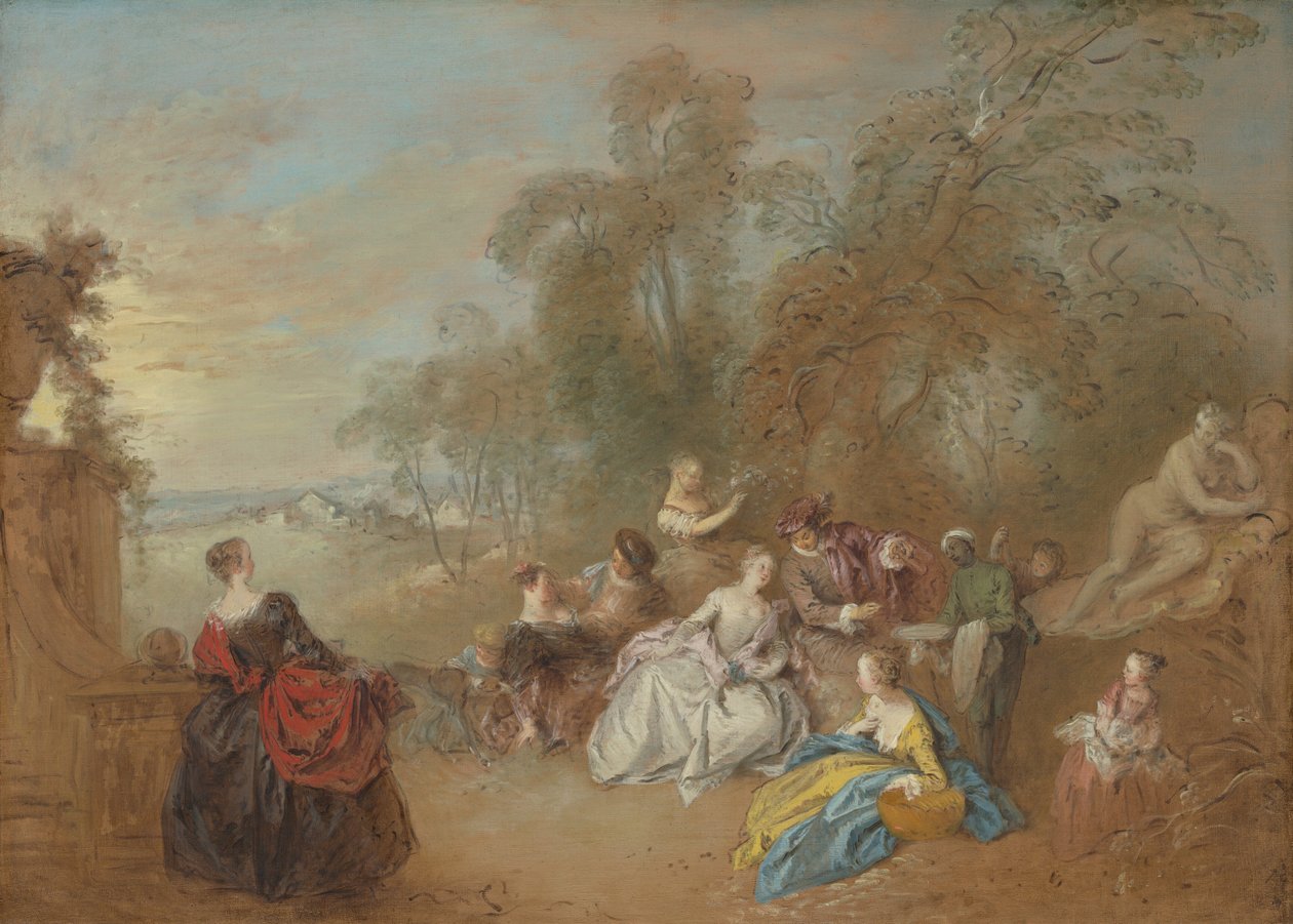 On the Terrace by Jean-Baptiste Joseph Pater