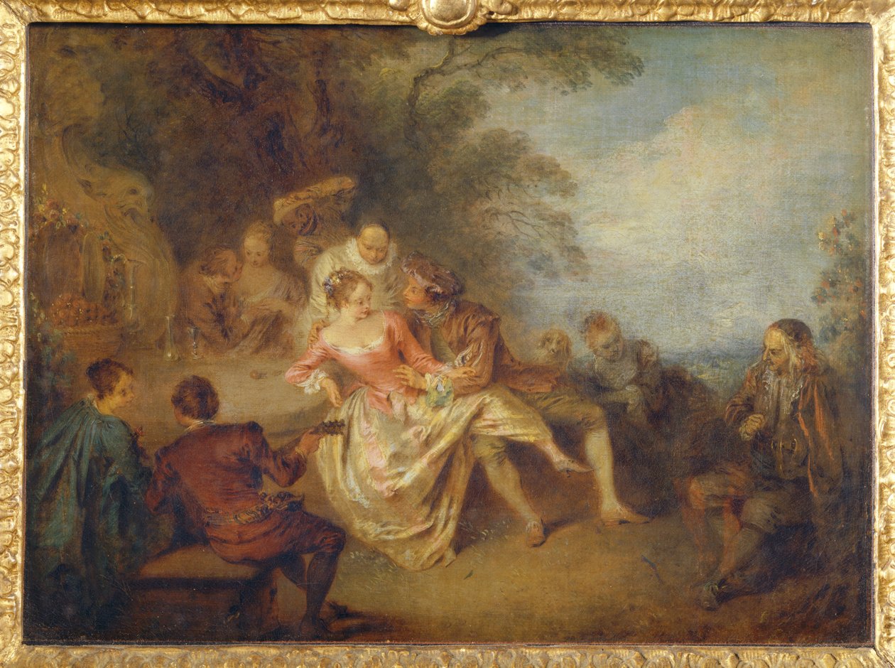 Gathering of Italian Comedy Actors in a Park by Jean-Baptiste Joseph Pater