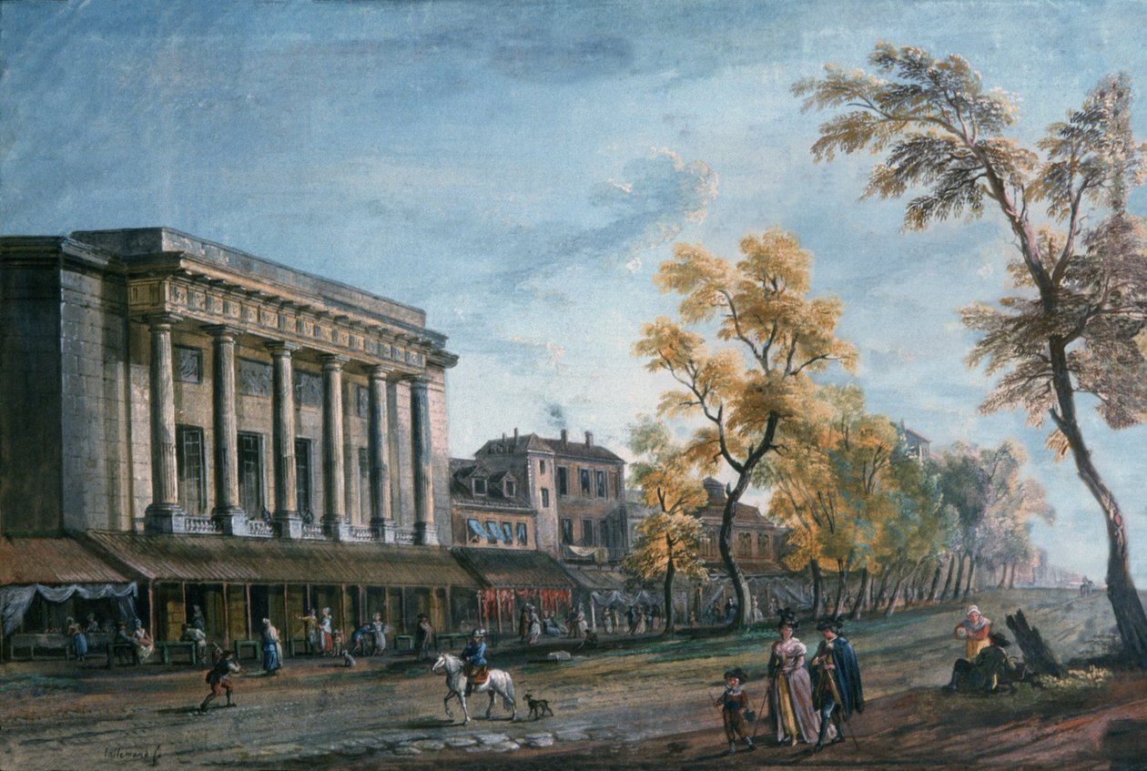 The Boulevard du Temple and the Theatre des Italiens, Paris by Jean Baptiste Lallemand