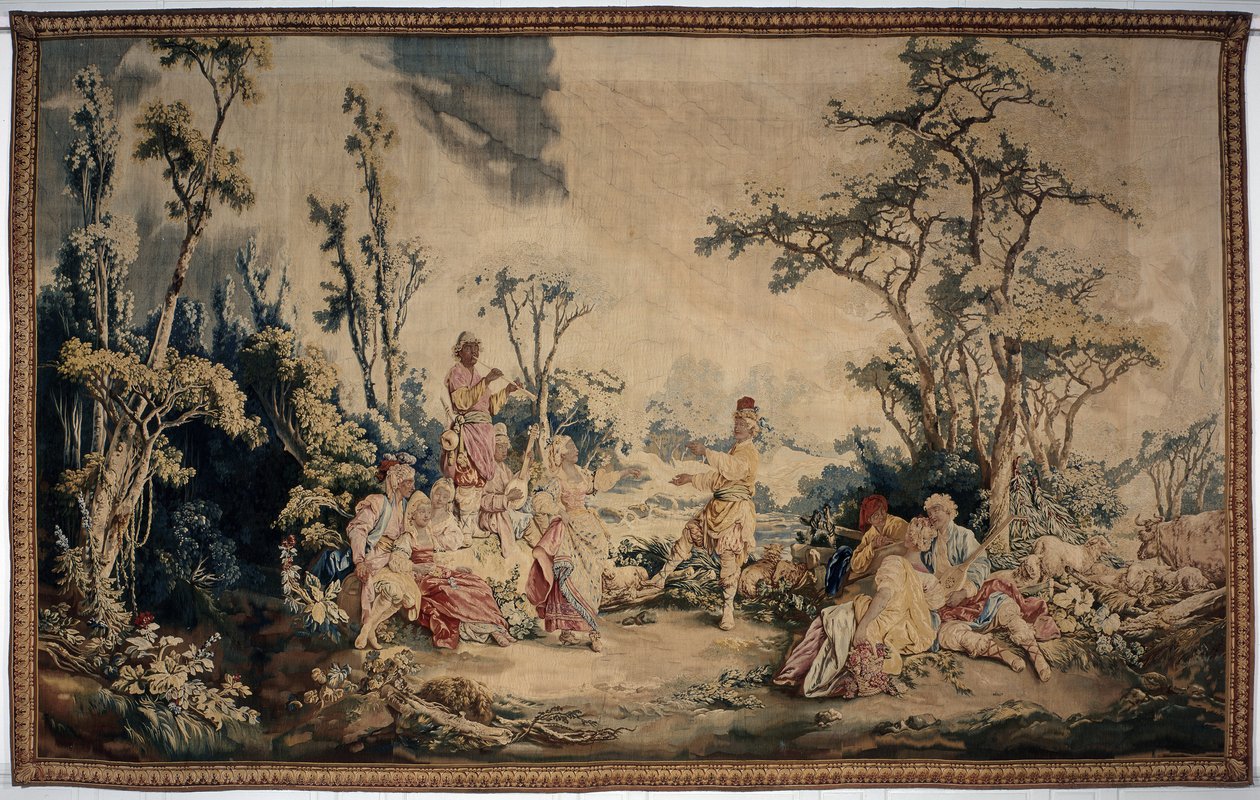 The Outdoor Banquet, Curtain Russian Games (detail) by Jean-Baptiste Le Prince